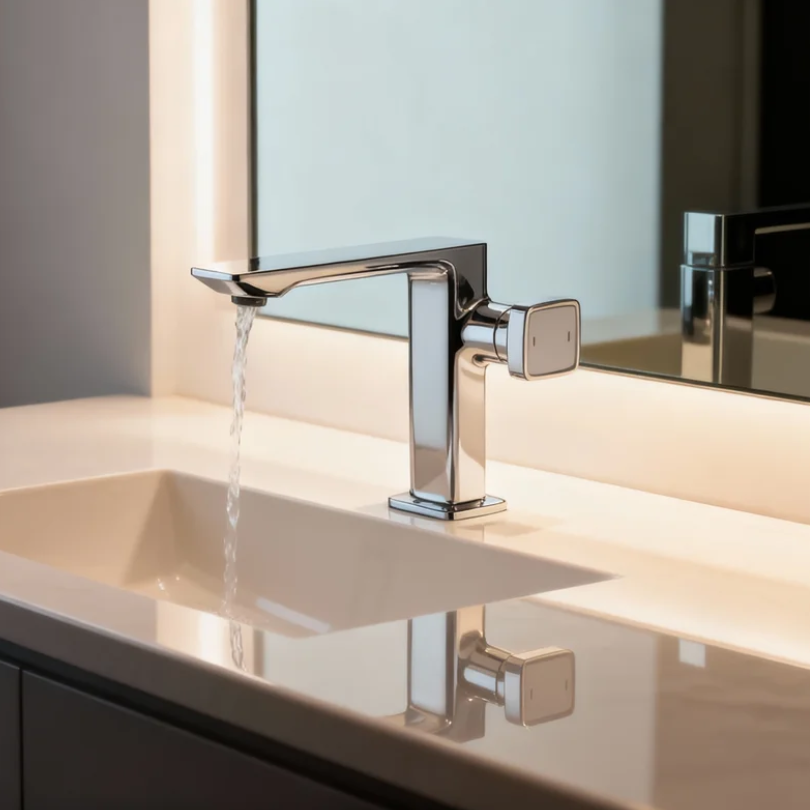 Modern Chrome Single Handle Basin Mixer Tap – Solid Brass Bathroom Faucet with Water-Saving Aerator Minimalist Square Design for Residential And Commercial Projects