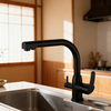 Dual-Handle Brass Kitchen Faucet with Drinking Water Function in Premium Brass Body + Zinc Alloy Handle for Project
