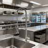 Commercial Pre-Rinse Kitchen Faucet | Pull Down Sprayer Industrial Sink Tap for Restaurant & Home Use