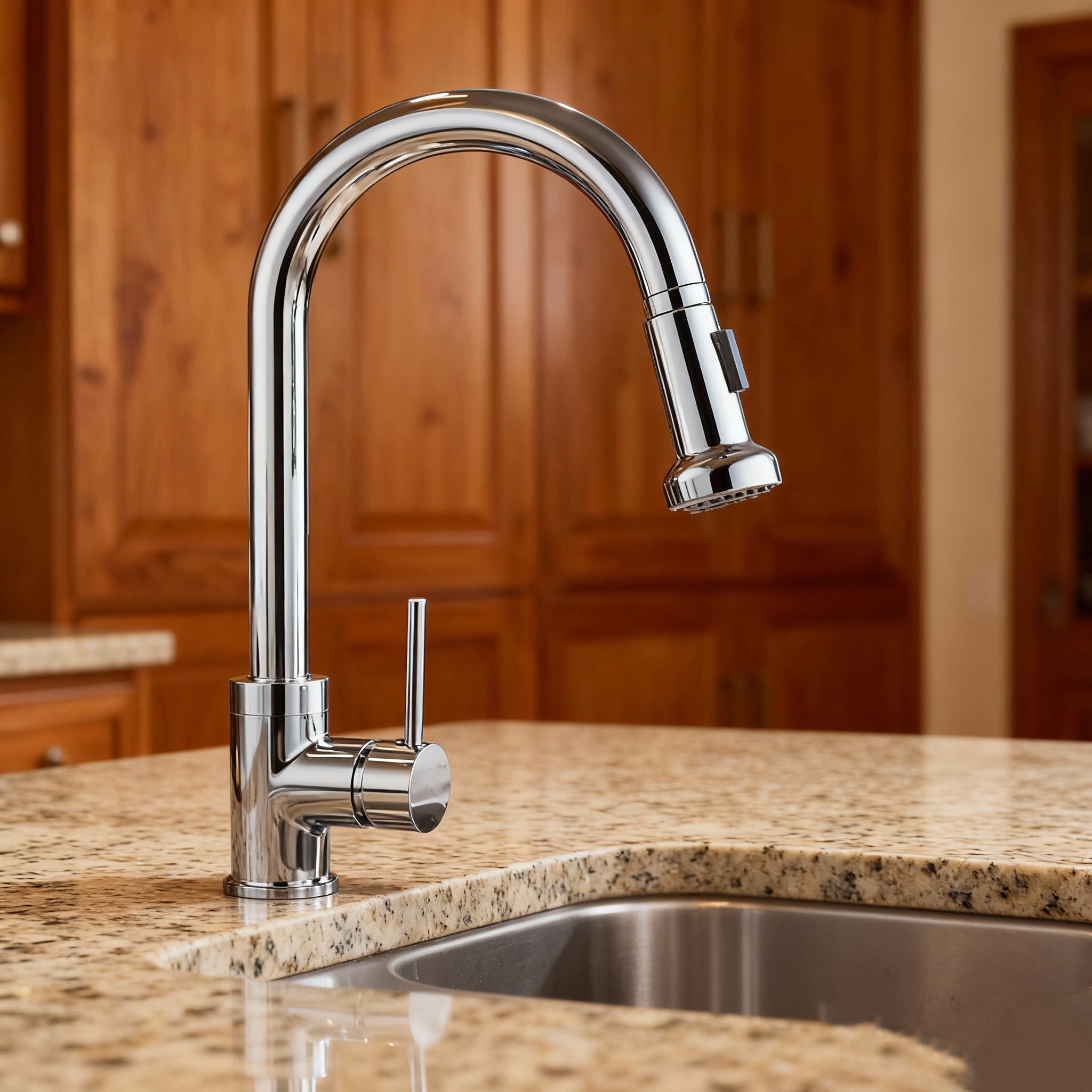 Pull-Down Kitchen Faucet: Modern Chrome Sprayer for Efficient Sink or hotel Use