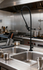 Commercial Pre-Rinse Kitchen Faucet with Pull Down Sprayer for Restaurant and Hotel Use