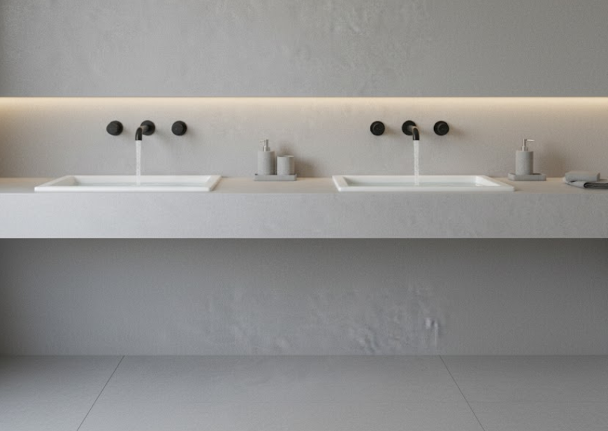 Matte Black Wall Mounted Dual Handle Bathroom Sink Faucet with Hot and Cold Controls Curved Aerated Spout and Corrosion Resistant Finish for Contemporary Vessel Sink and Basin Installations