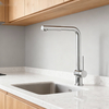 Brass Modern Chrome Kitchen Mixer Tap with Flexible Sprayer and Zinc Handle for Residential or Project Use