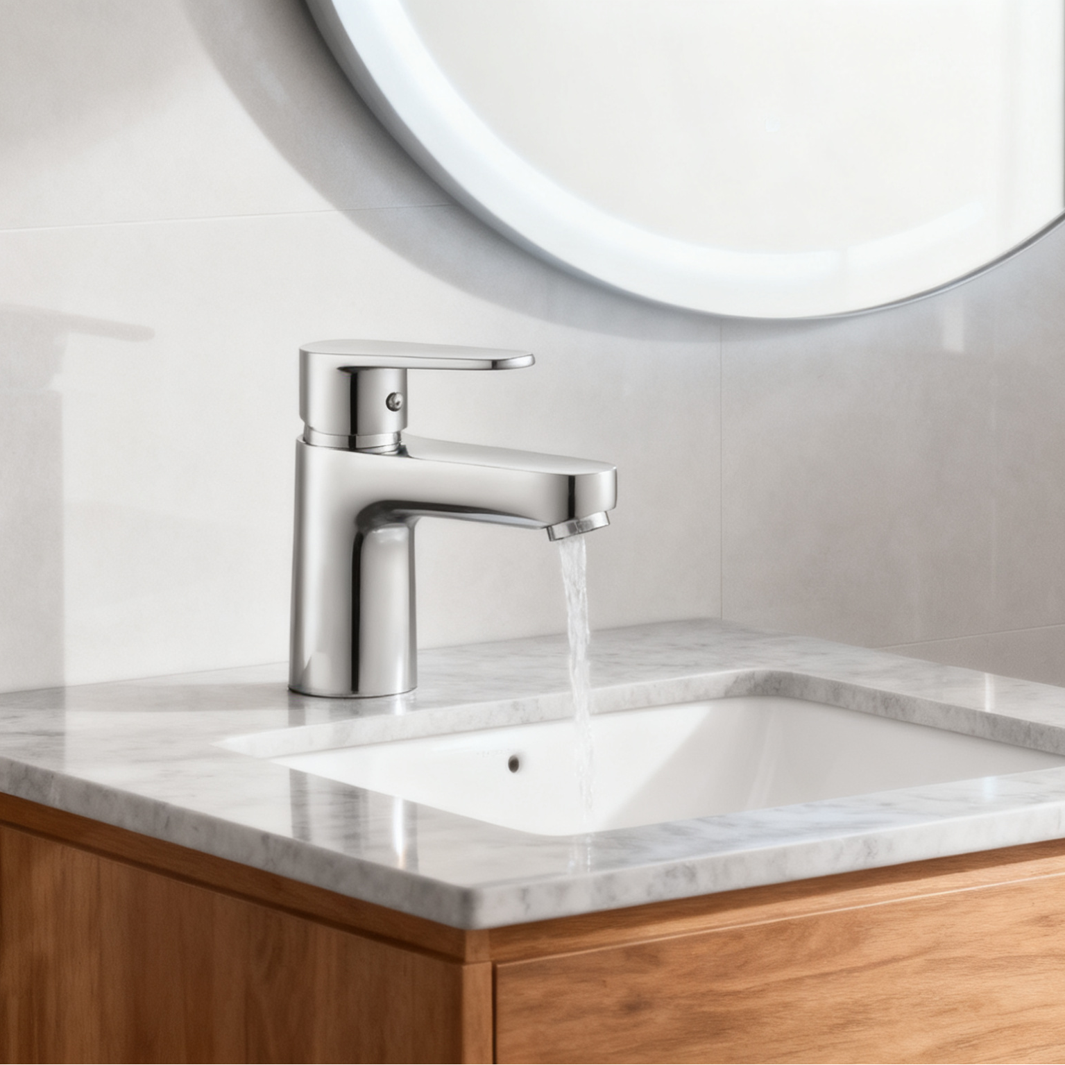 1401016 Single Handle Brass Basin Mixer Faucet Solid Brass Bathroom Tap with Water-Saving Aerator Modern Deck-Mounted Basin Faucet OEM And Project Supply Manufacturer