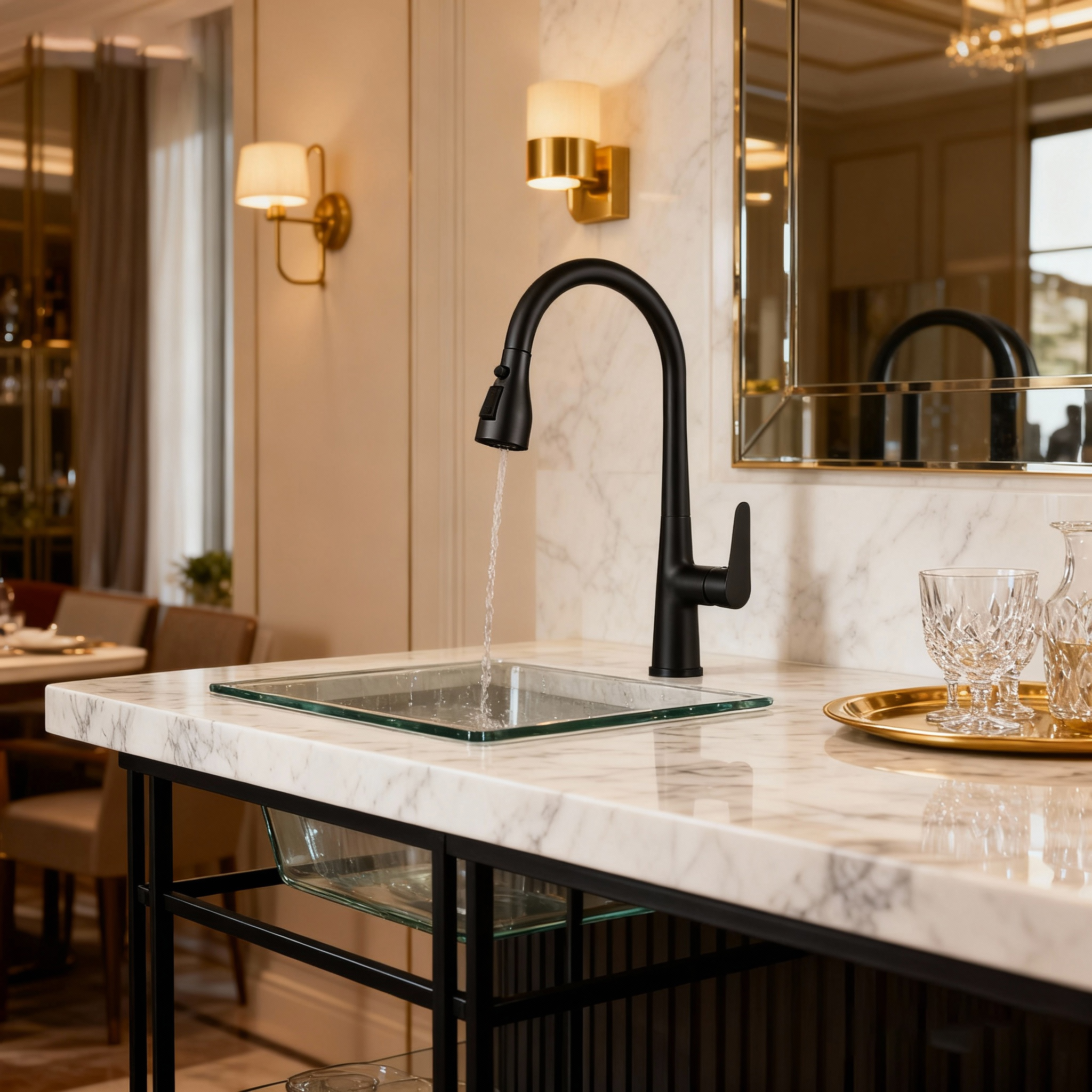 Chrome Pull Out Kitchen Mixer Faucet with Dual Spray Modes and Anti-Leak Ceramic Cartridge