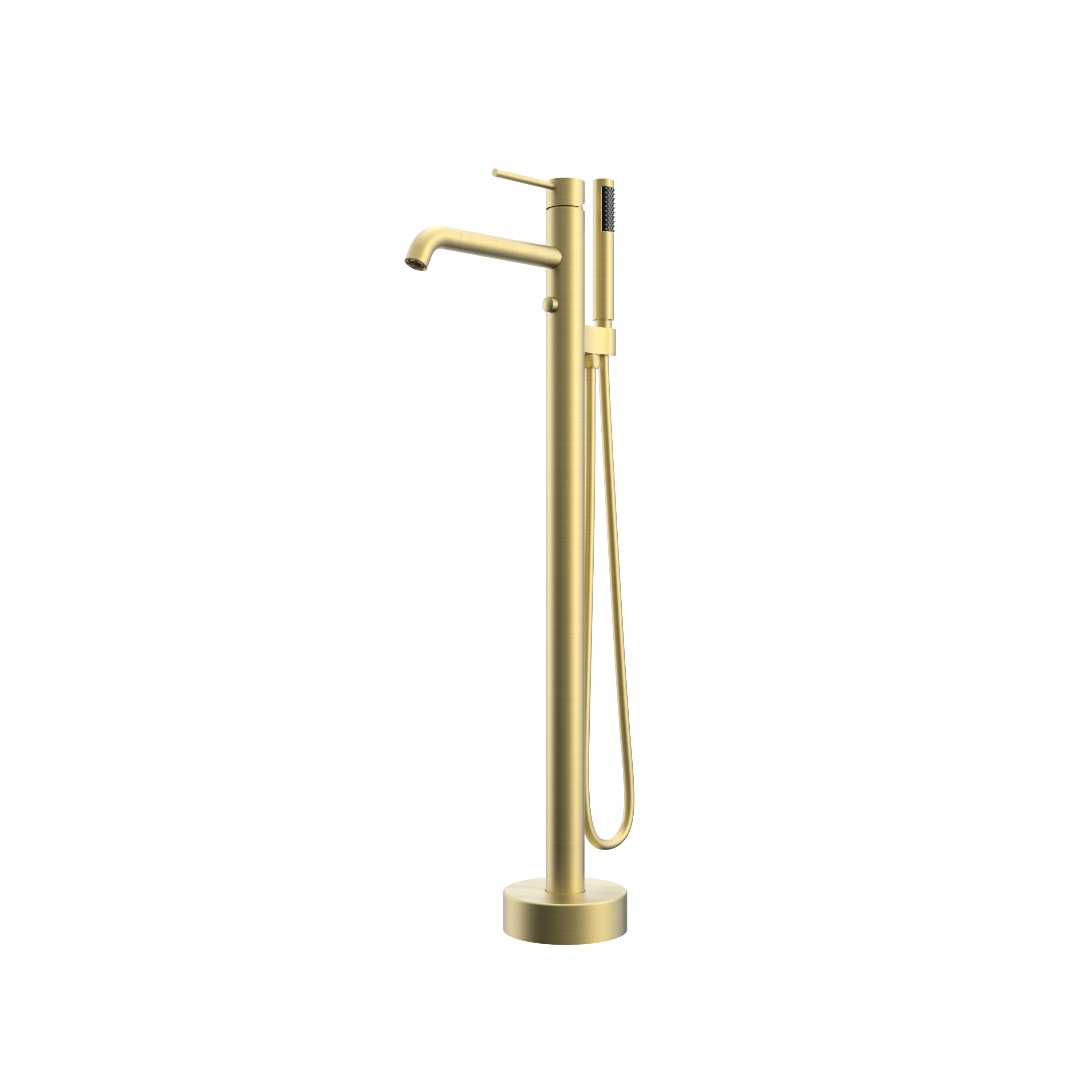 brushed gold freestanding bathtub faucet with hand shower