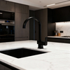 Modern Square-Base Kitchen Faucet with Chrome High Arc Mixer Tap with Sprayer for Residential and Commercial Projects