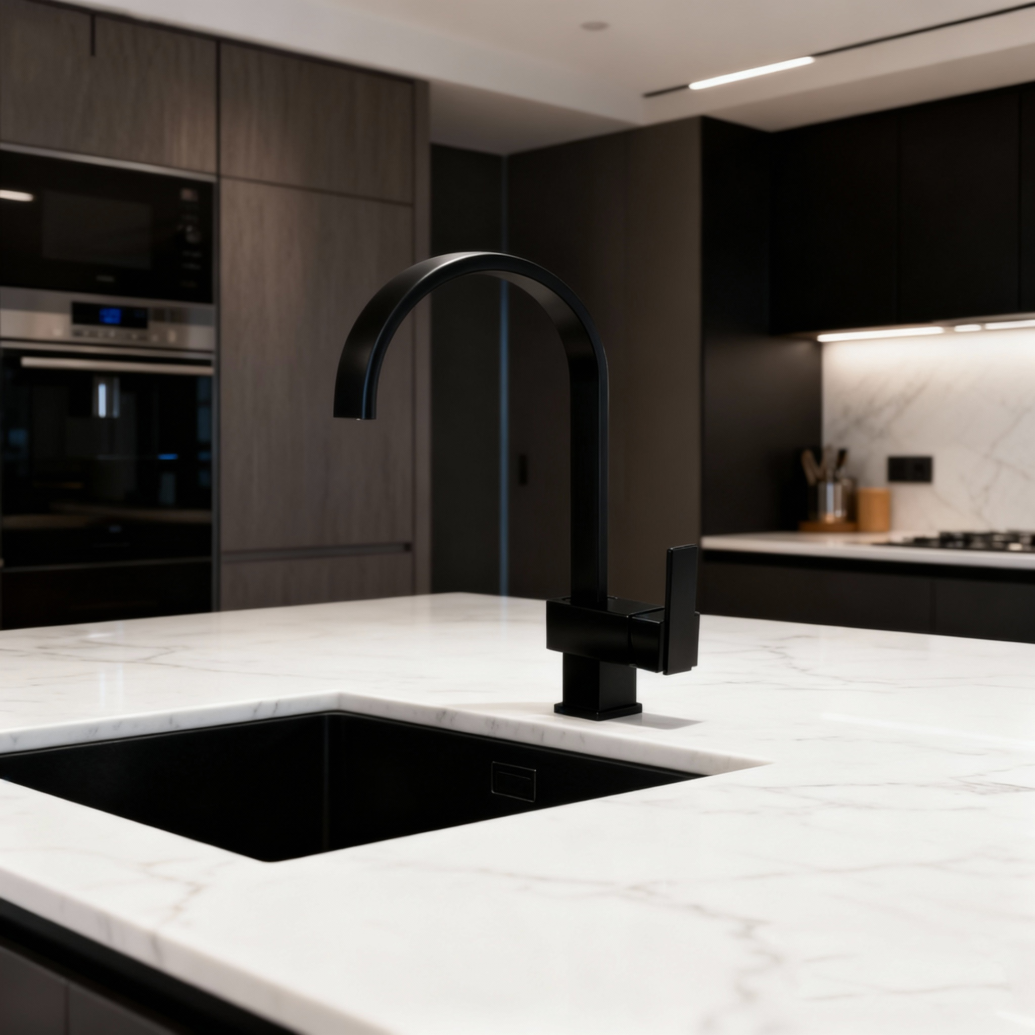 Modern Square-Base Kitchen Faucet with Chrome High Arc Mixer Tap with Sprayer for Residential and Commercial Projects