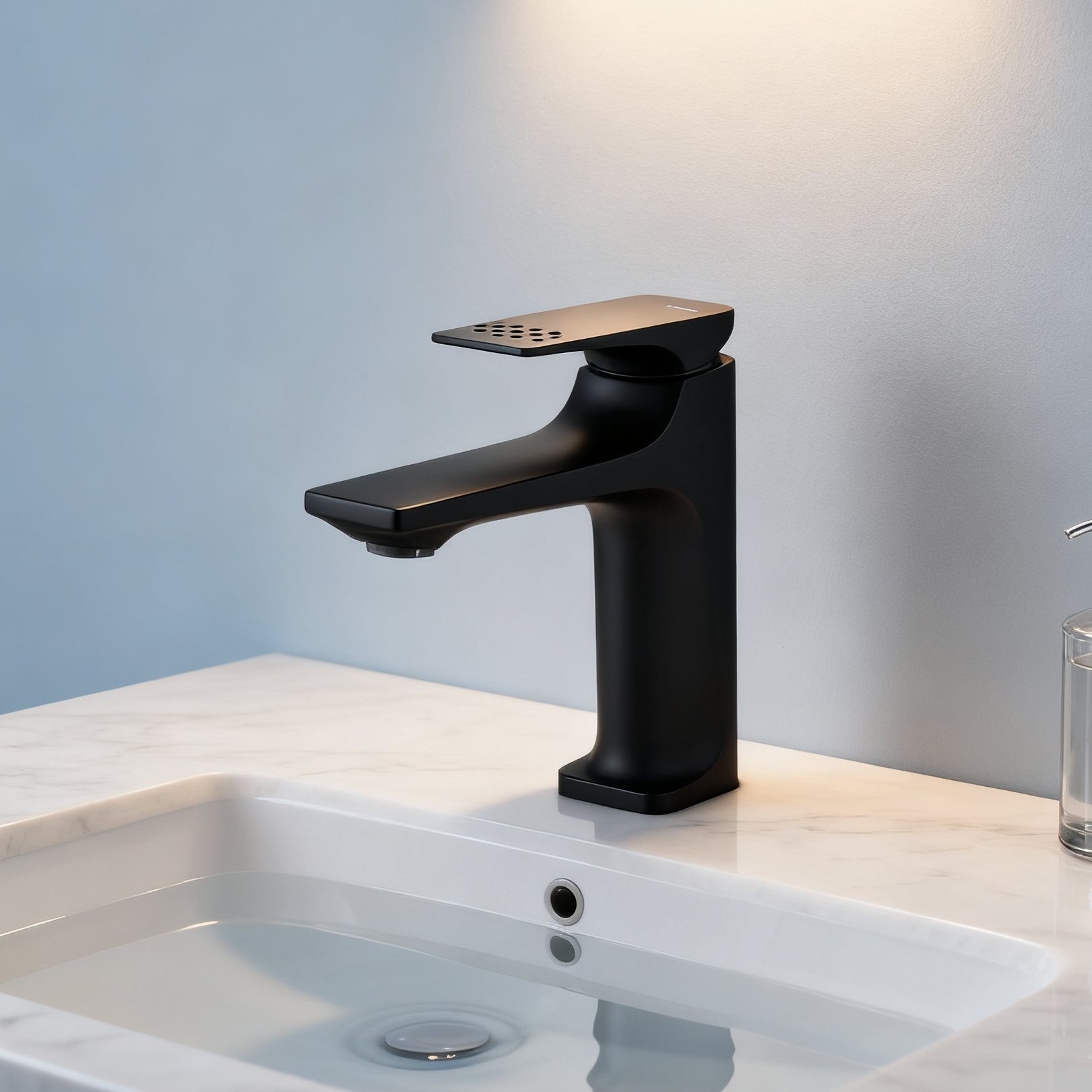 Zinc Alloy Basin Mixer Tap – Model 1401021 Modern Matte Black Single Handle Bathroom Faucet with Aerated Sprayer for Commercial And Residential Projects