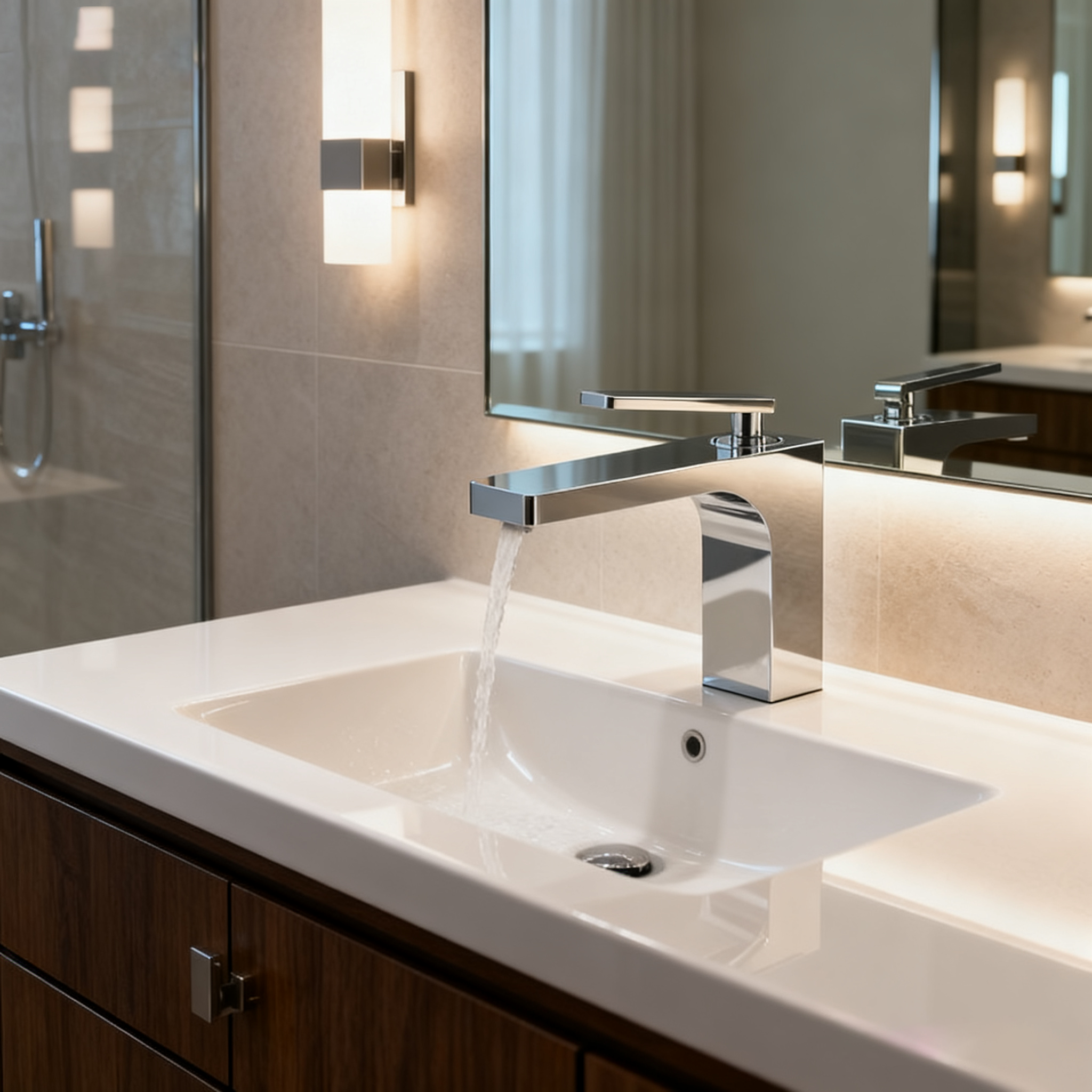 Square Chrome Basin Faucet – Modern Brass Bathroom Sink Mixer | Single-Handle | OEM & Project Ready