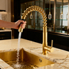 Commercial-Style Brass Kitchen Faucet with Pull-Down Sprayer for kitchen Project Global Supply
