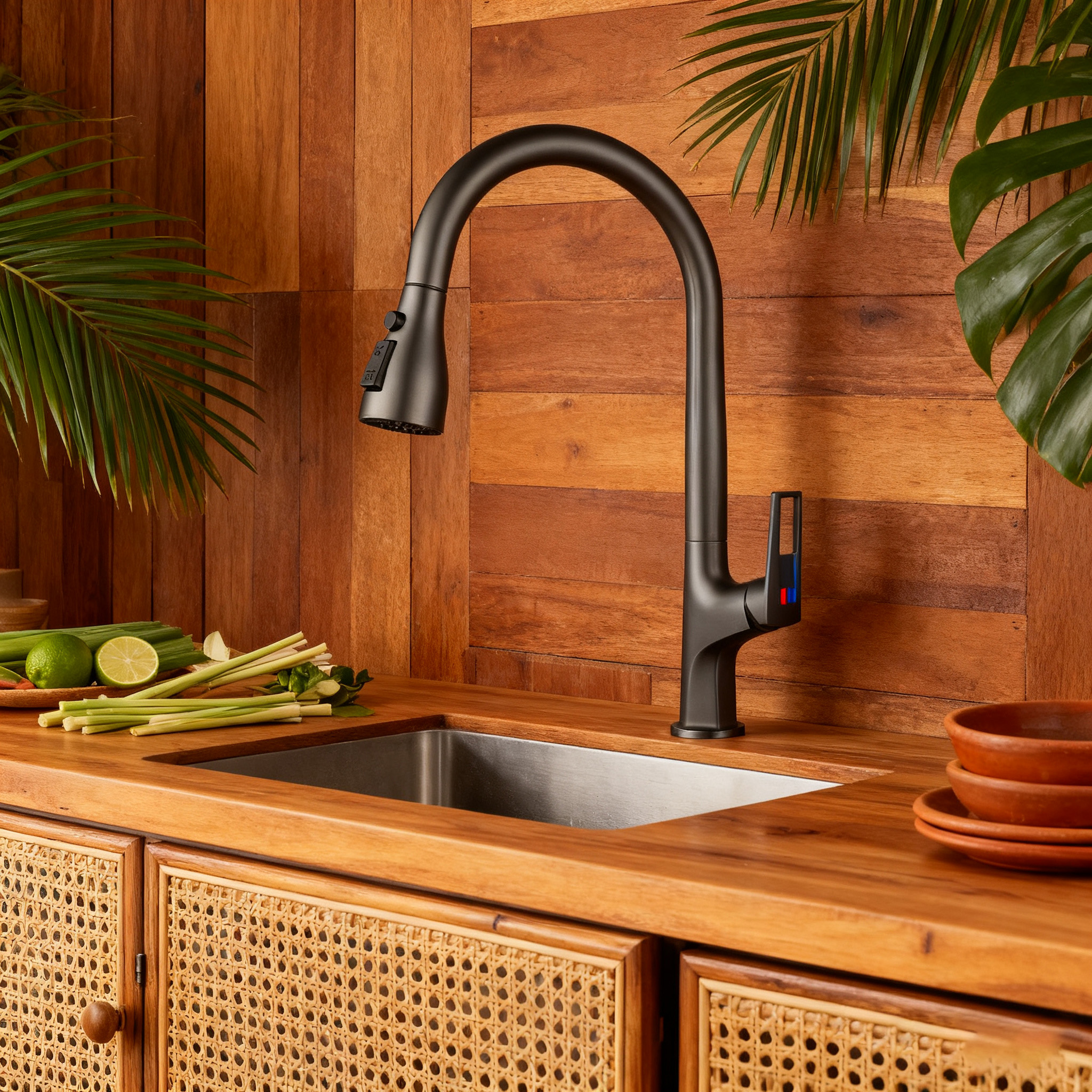 Commercial Style Pull Out Kitchen Mixer Tap with Sprayer for Cleaning and Washing Dishes from China manufacturer