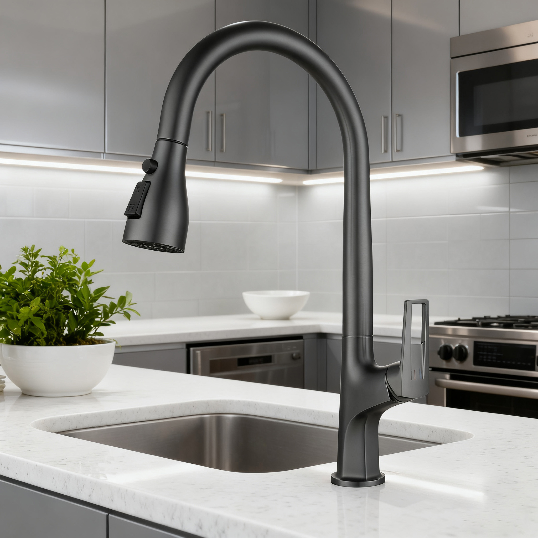 Commercial Style Pull Out Kitchen Mixer Tap with Sprayer for Cleaning and Washing Dishes