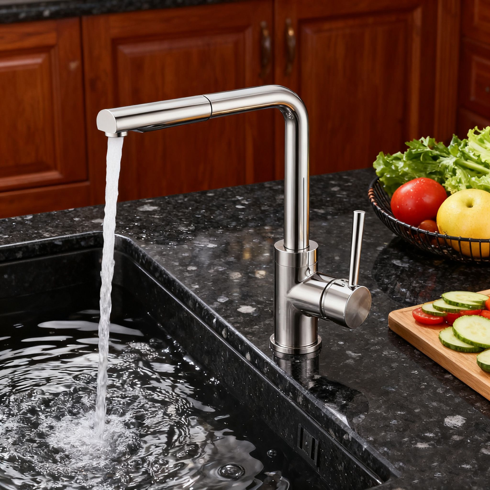 Premium Solid Brass Kitchen Faucet with Pull Out Sprayer and Durable Single Handle Sink Mixer Tap for Modern Kitchens