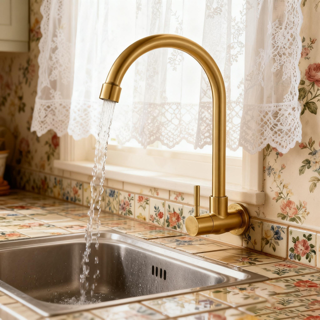 Wall-Mounted Kitchen Faucet in Full 304 Stainless Steel with High-Arc Rotatable Spout for Global Commercial Kitchens