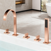 5-Hole Deck-Mounted Bathtub Faucet Set | Brushed Gold | Elegant Arc Design