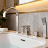 4-Hole Deck Mounted Bathtub Faucet with Hand Shower – Brass Construction