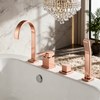 4-Hole Deck Mounted Bathtub Faucet with Hand Shower – Brass Construction