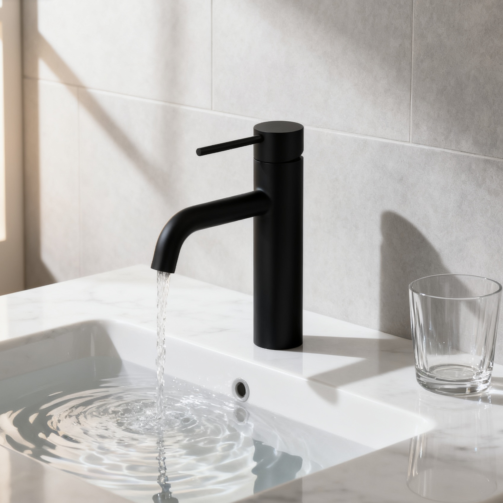 DF-4901 Brass Basin Mixer Tap Elegant Matte Black Single Handle Bathroom Faucet with Aerated Sprayer for Modern Countertop Basins Product Overview