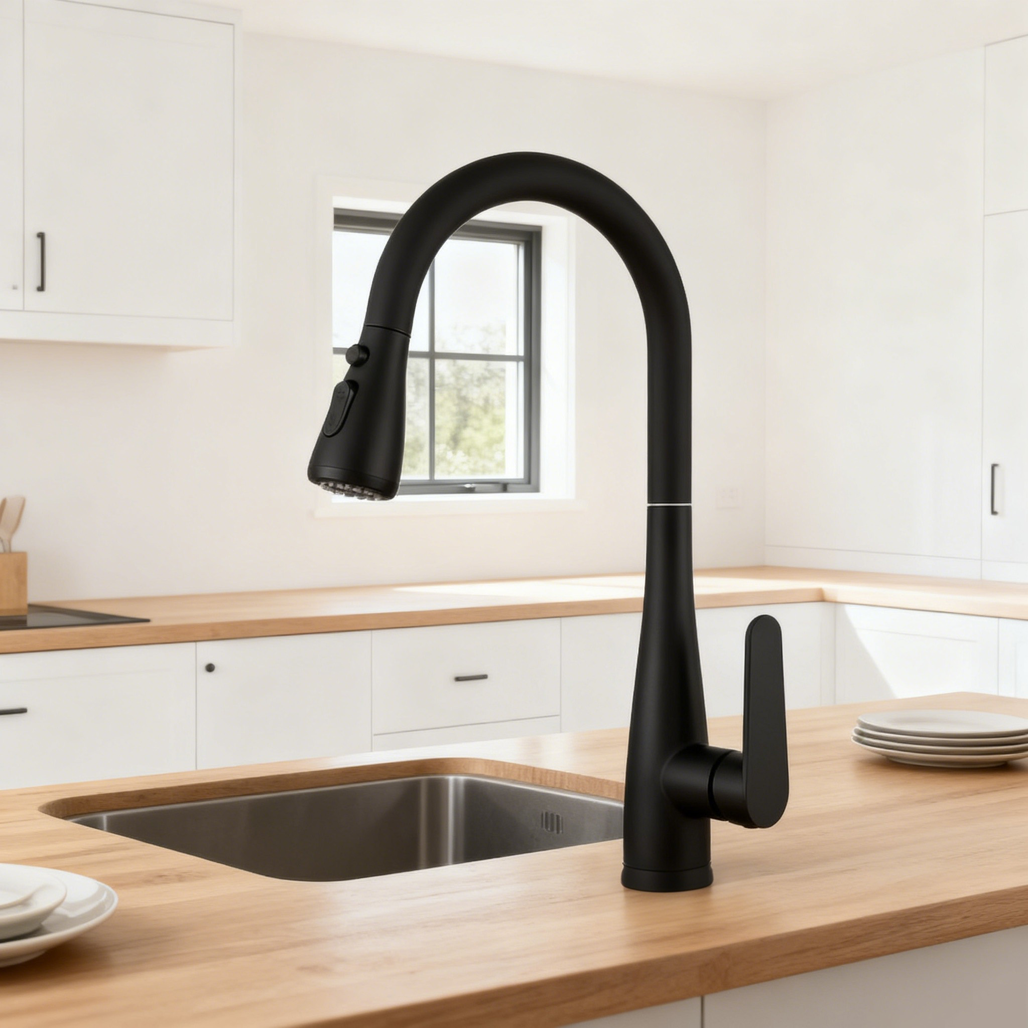 Modern Commercial Kitchen Faucet with Flexible Hose and 360° Rotation by OEM Factory Supplier China
