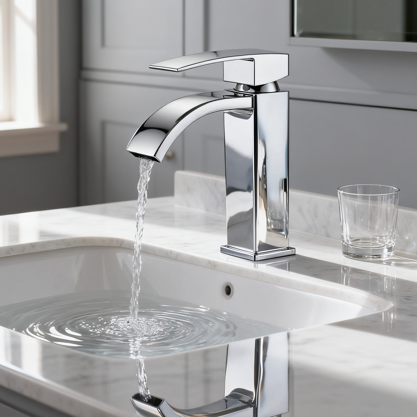 DF-11007 Brass Basin Faucet – Modern Curved Spout Single Handle Mixer Tap