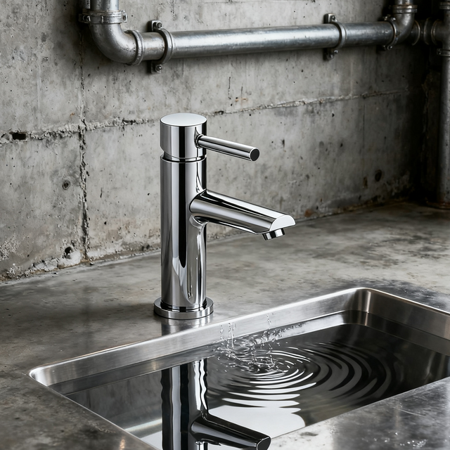 DF-01202 Chrome Brass Basin Faucet – Sleek Modern Single Handle Mixer Tap for Bathroom Vanity