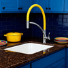 Modern Flexible Silicone Hose Kitchen Faucet with Chrome Finish, Single Handle Pull Down Mixer Tap for Sink