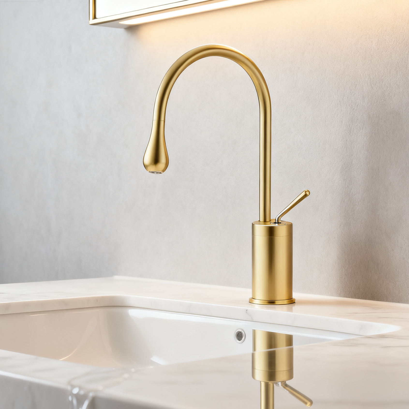 1401006 Brass Basin Mixer Tap Single Handle Deck Mounted Basin Faucet Gold Finish Bathroom Tap