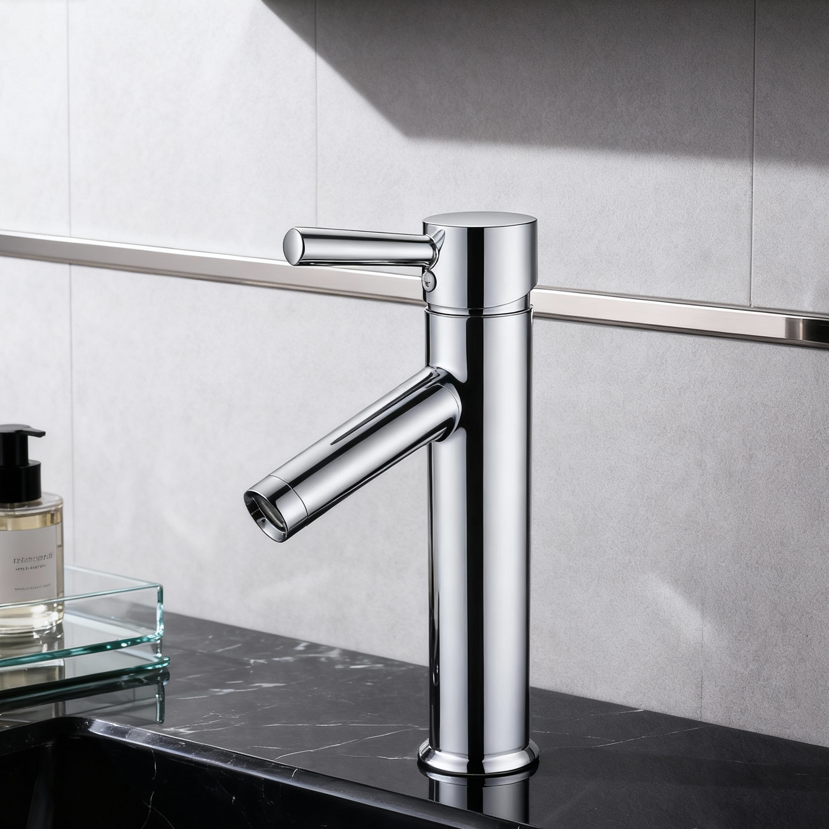 DF-01201 DR Brass Basin Faucet – Modern Single Handle Tall Mixer Tap with Aerated Sprayer
