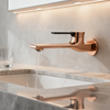1401035 Rose Gold-Plated Brass Wall-Mounted Basin Faucet Minimalist Single-Handle Wall Mixer