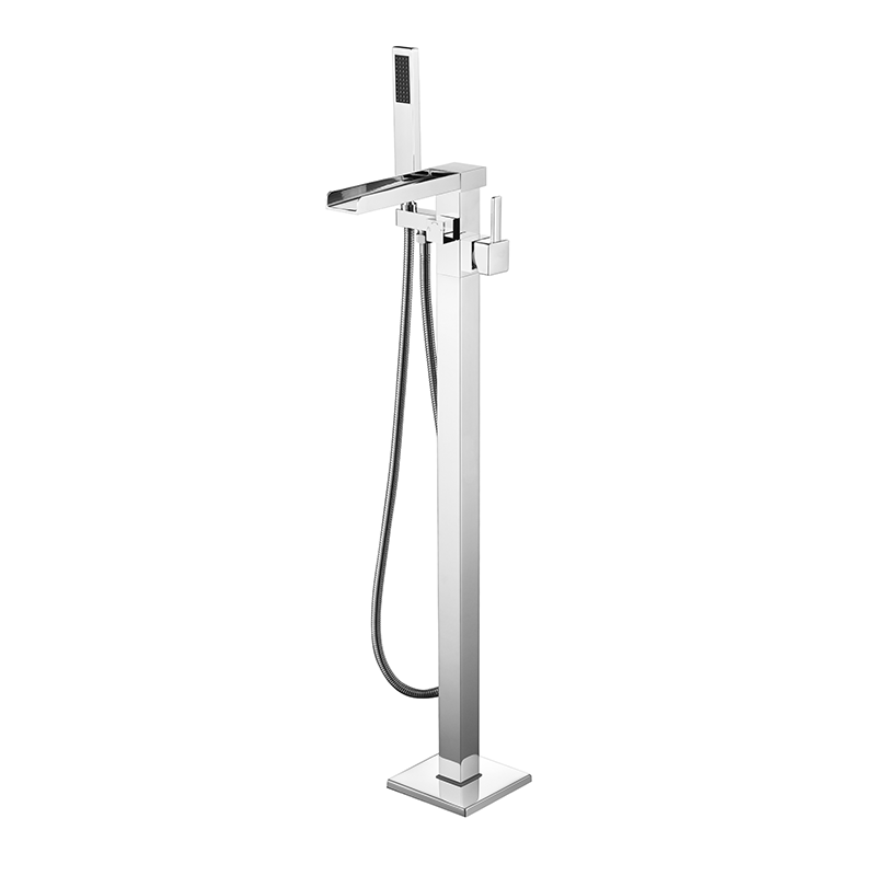 Modern Floor Mounted Waterfall Spout Freestanding Tub Faucet DF-02041