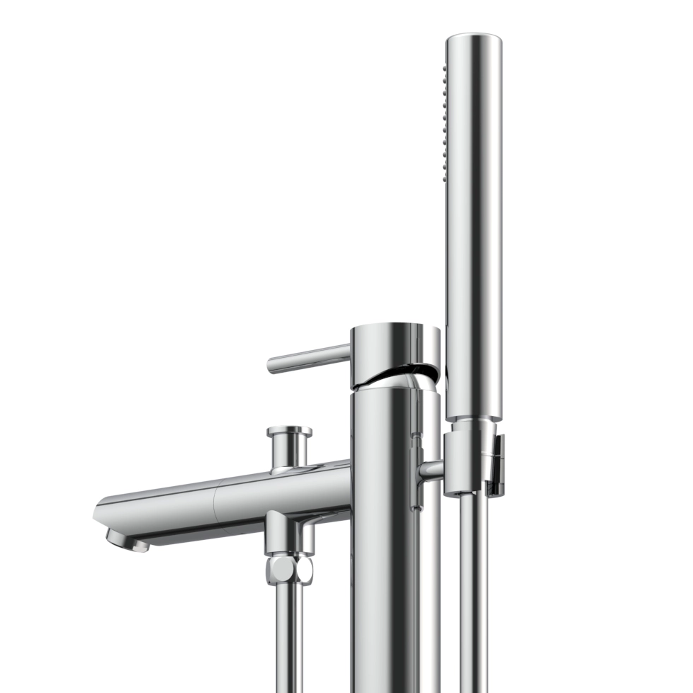 Polished Chrome on Top Open Floor Mounted Bathtub Faucet