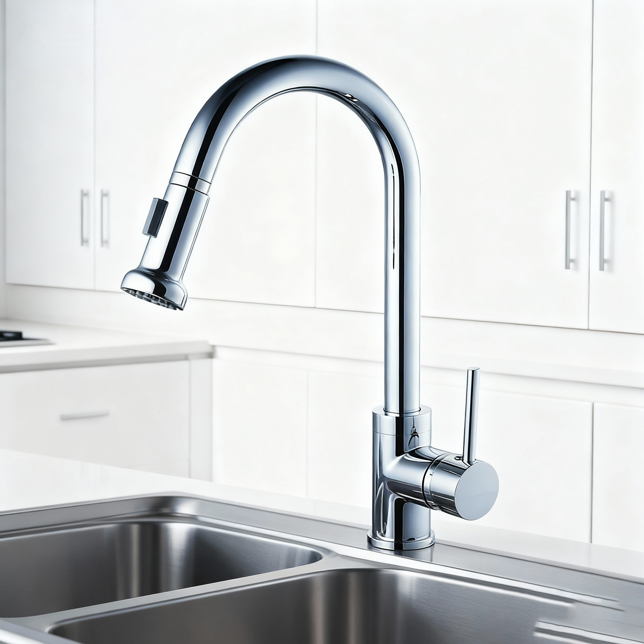 Pull-Down Kitchen Faucet: Modern Chrome Sprayer for Efficient Sink or hotel Use