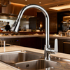 Chrome Pull-Down Kitchen Faucet in Modern Design with Dual-Mode Sprayer and Brass Made