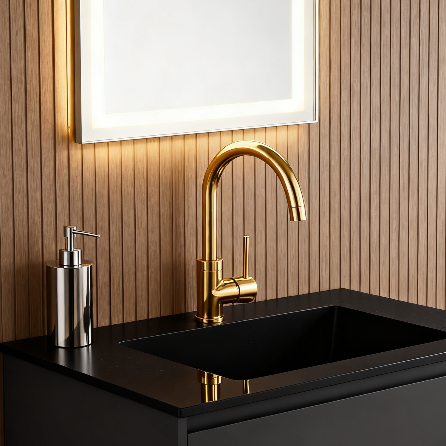 DF-03008 Premium Brass Basin Faucet – Brushed Gold Finish | Modern Single Handle Lavatory Tap with Smooth Water Flow