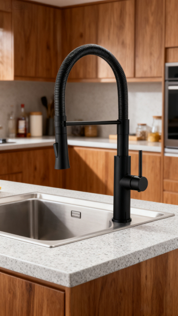 Chrome Pull Down Kitchen Faucet with Flexible Spring Hose, Commercial Style Single Lever Mixer Tap for Home 