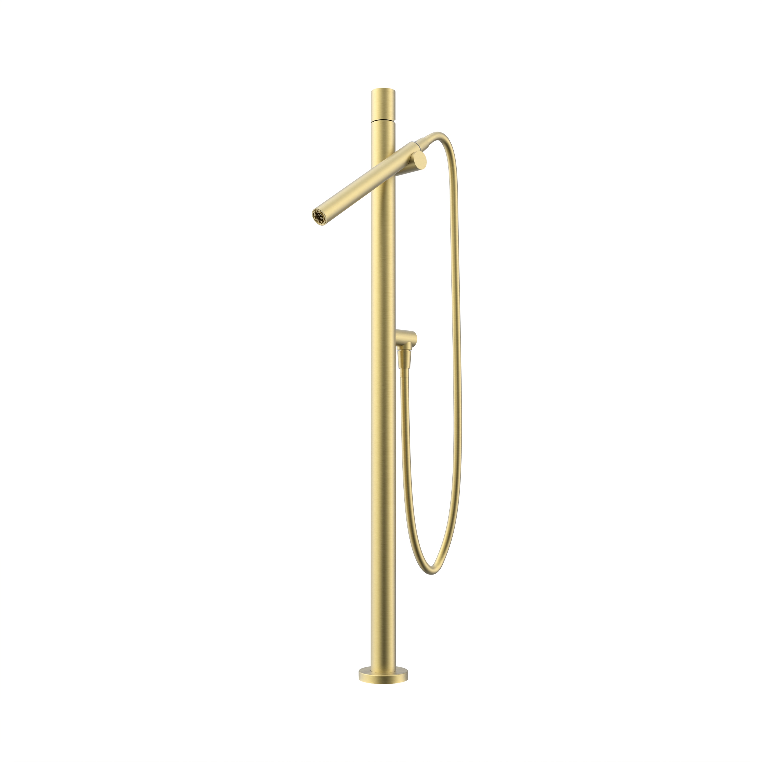 brushed gold freestanding bathtub faucet with hand shower