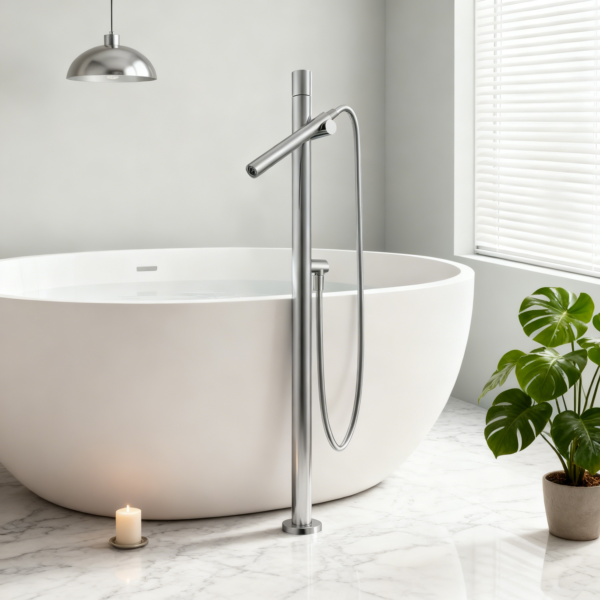Polished Chrome Freestanding Tub Filler
