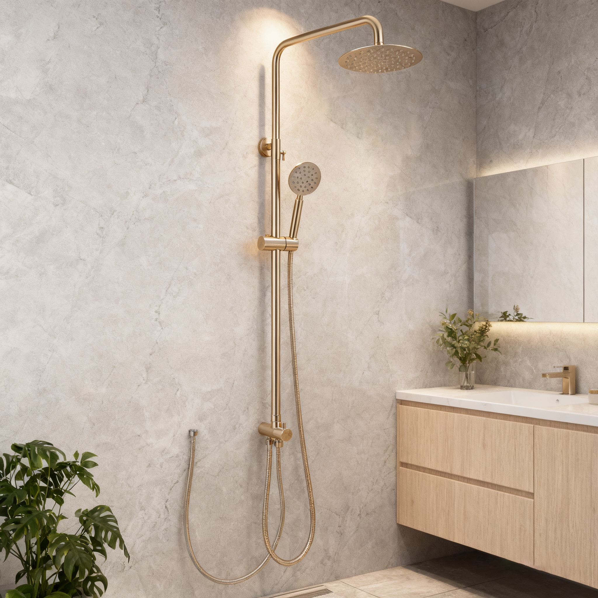 Round 304 Stainless Steel Single Cold Shower Set | Matte Black & Brushed Finishes | Landonbath