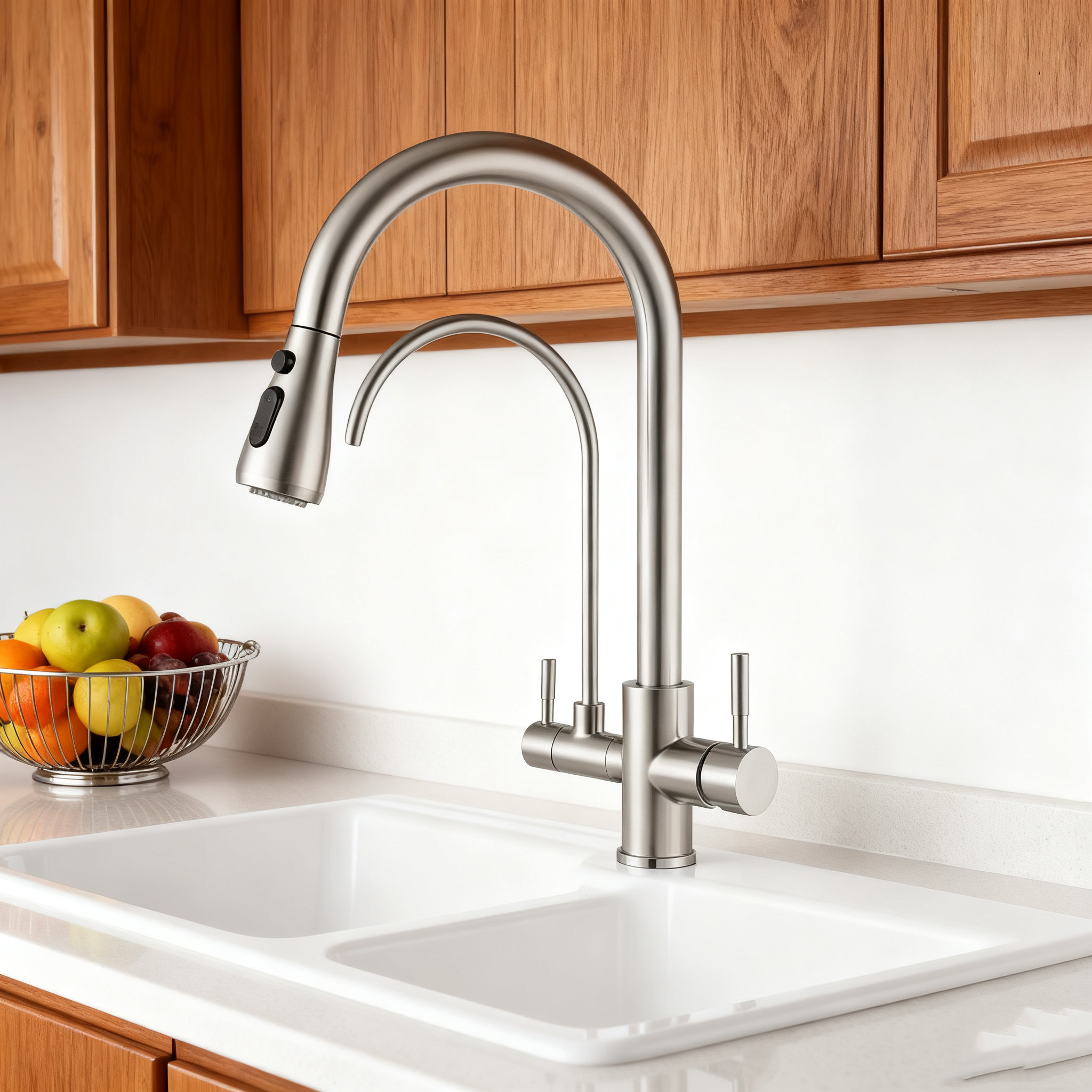 Modern Design Premium Pull-Down Kitchen Faucet with Dual-Function Sprayer and Durable Brass Construction 