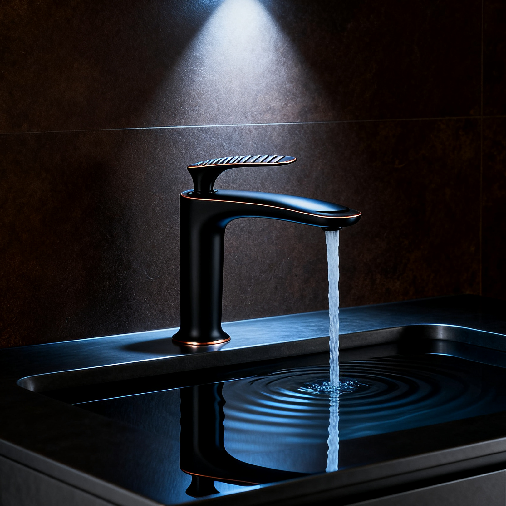 DF-01312 Matte Black Brass Basin Faucet – Single Handle Tall Mixer Tap