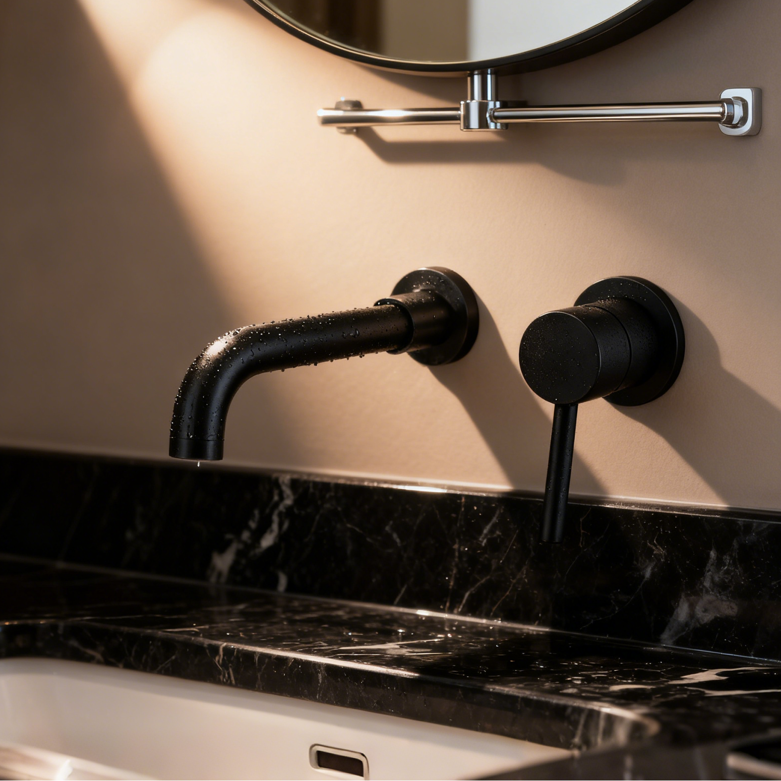 DF-05201-2 Stainless Steel Wall Mounted Basin Faucet Matte Black SUS304 Single Handle Bathroom Mixer Tap – Modern Minimalist Design