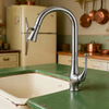 Globally Modern Chrome Brass Pull-Out Kitchen Faucet with Dual-Function Sprayer