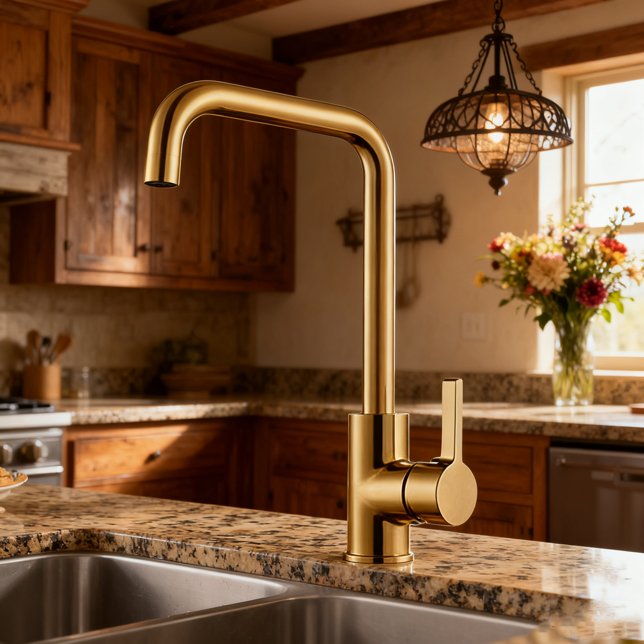 Modern Kitchen Faucet with Square Spout for Residential and Commercial Projects in many finishes