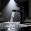 Zinc Alloy Basin Mixer Tap – Model 1401021 Modern Matte Black Single Handle Bathroom Faucet with Aerated Sprayer for Commercial And Residential Projects