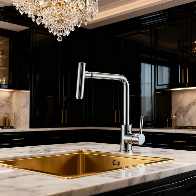 Modern Pull-Out Kitchen Faucet with Durable Chrome Sprayer for Efficient Home and Commercial Use