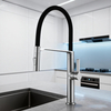 Modern Flexible Pull-Down Kitchen Faucet Stainless Steel Black Hose Mixer Tap for Residential & Commercial Use
