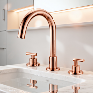 DF-05035-3 Three-Hole Brass Basin Faucet (Rose Gold Finish)Premium 3-Piece Basin Mixer Contemporary Luxury Global Project-Ready Model