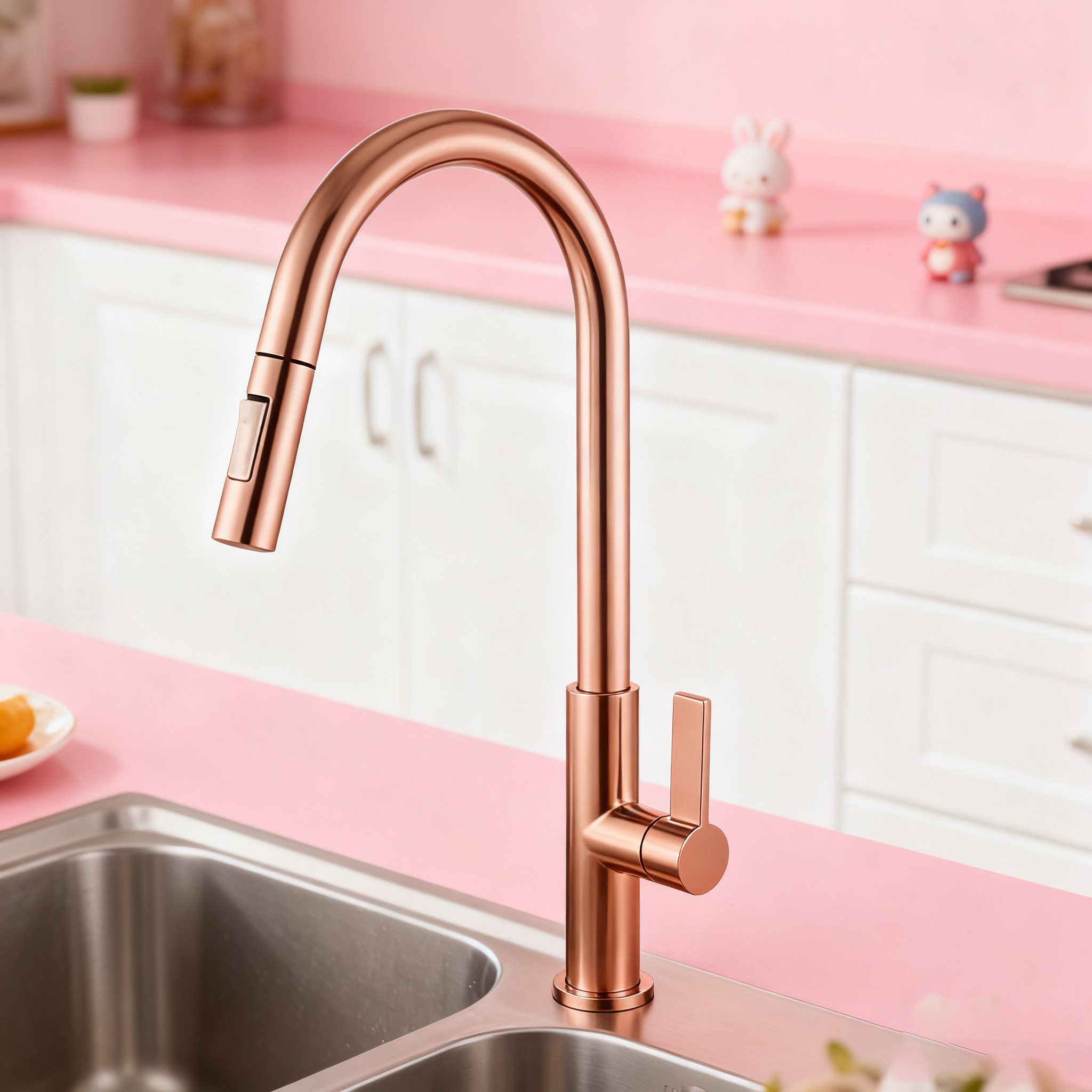 Brass Kitchen Faucet with Pull-Down Sprayer in Multi-Finish Options Premium Kitchen Taps for Global Projects