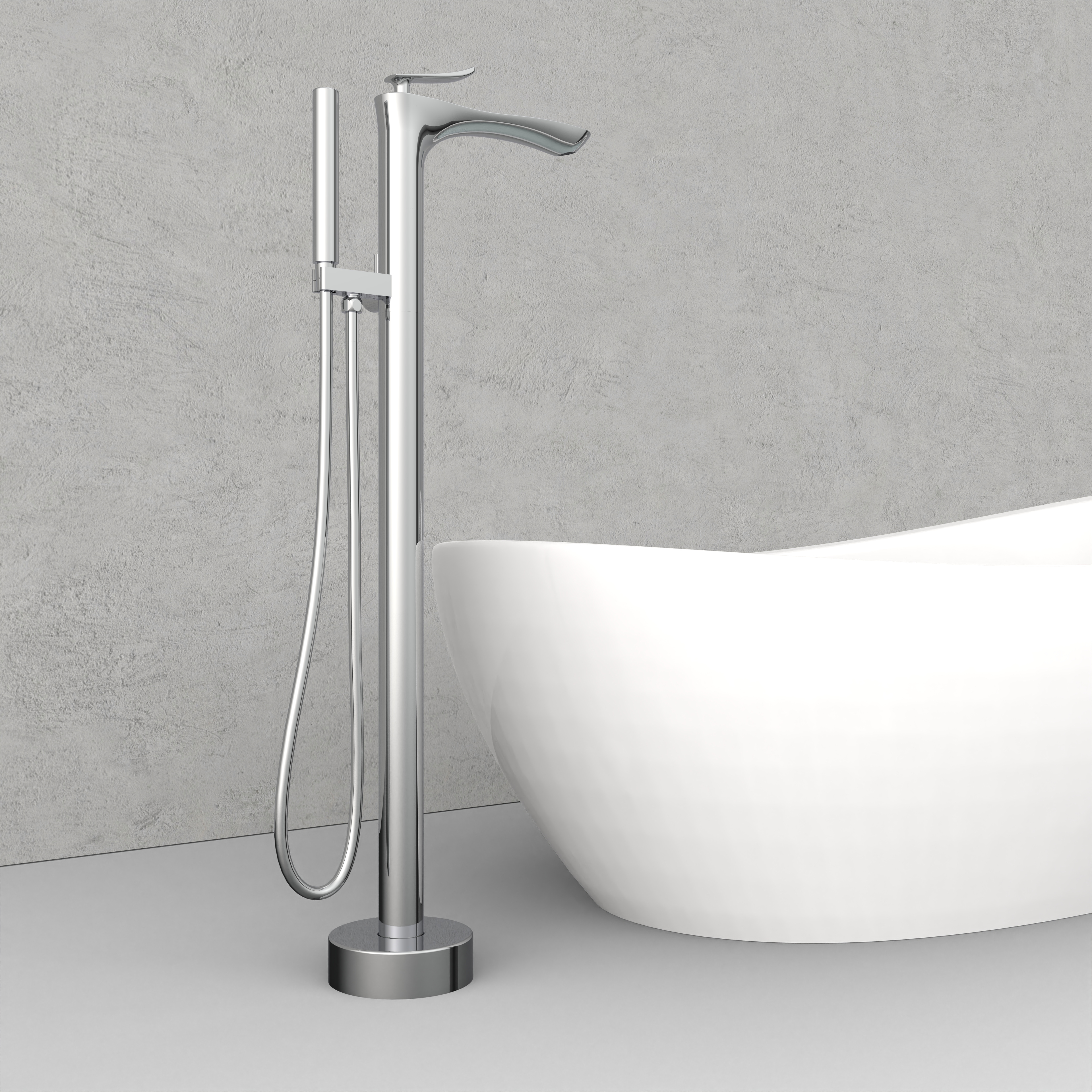 polished chrome tub filler